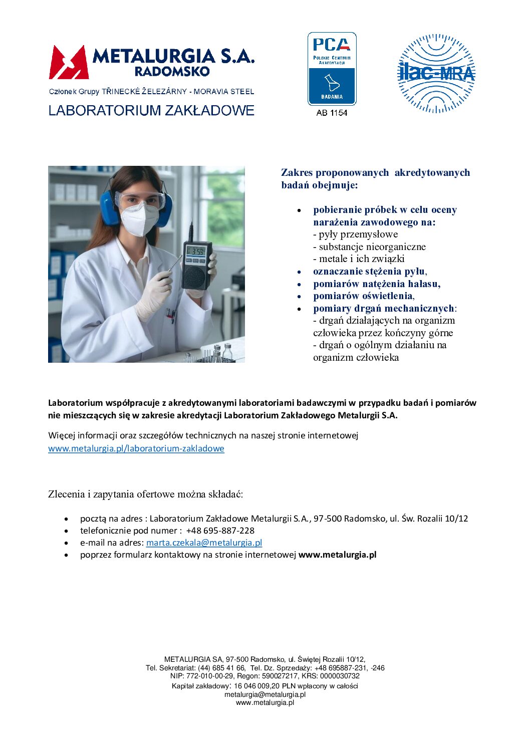 LABORATORIUM ZAKŁADOWE – METALURGIA S.A. Radomsko